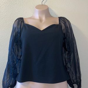 Express Black Puff Sleeve Top